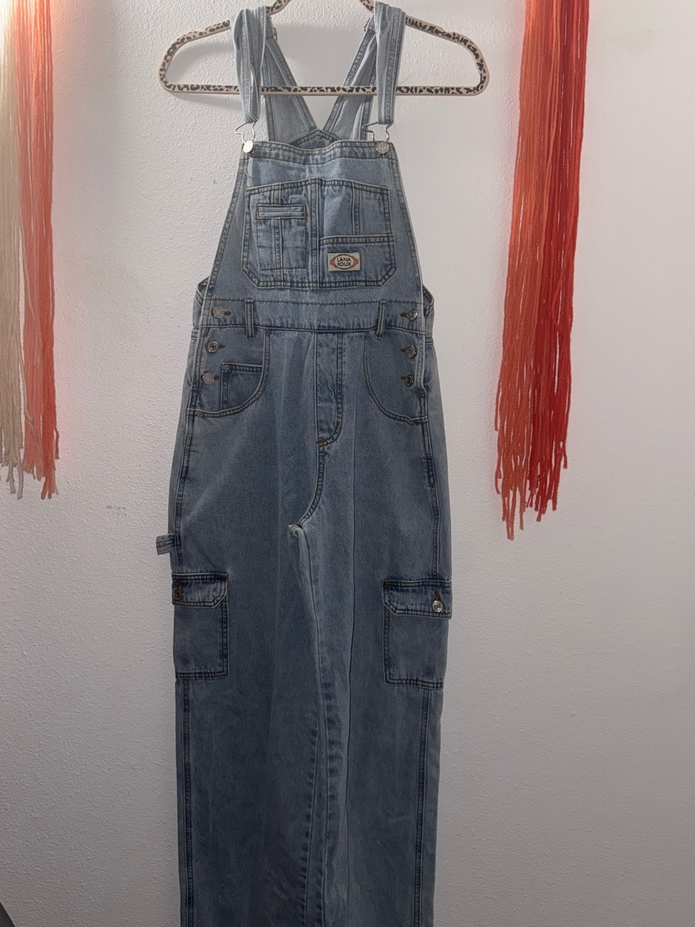 Lana Roux Light Wash Denim Overalls Jumpsuit